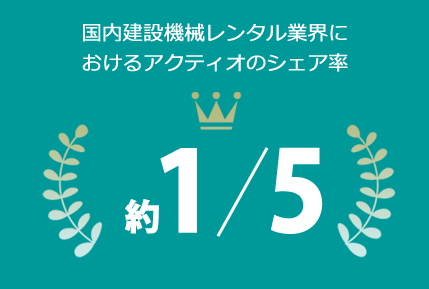 国内建設機械レンタル業界におけるアクティオのシェア率約1/5
